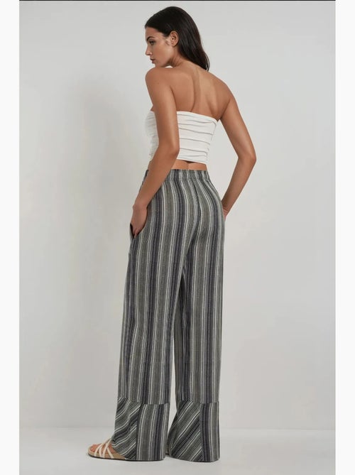 Pantalon décontracté imprimé à jambes larges hiccup - Kiabi Pantalon décontracté imprimé à jambes larges hiccup - Kiabi