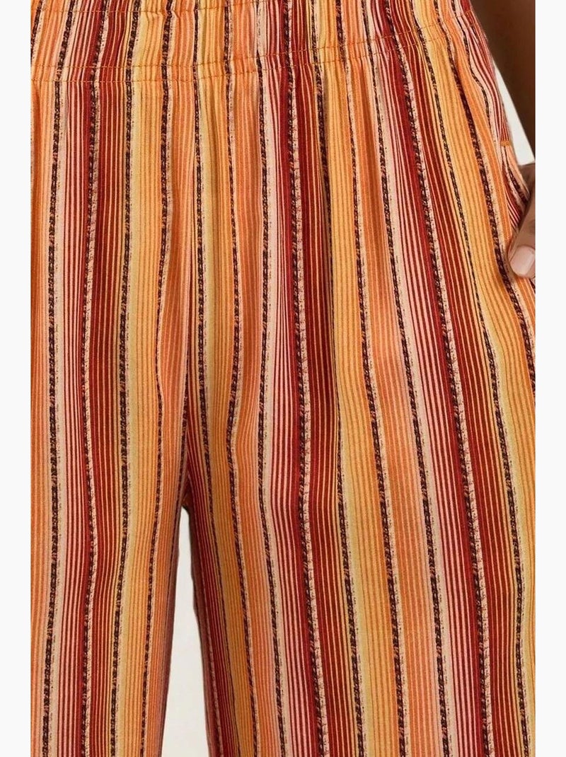 Pantalon décontracté imprimé à jambes larges hiccup Rouge brique - Kiabi