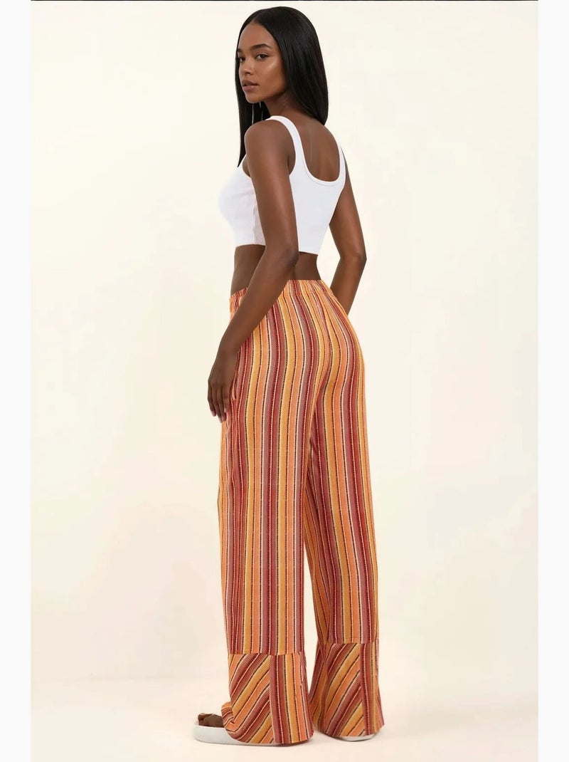 Pantalon décontracté imprimé à jambes larges hiccup Rouge brique - Kiabi