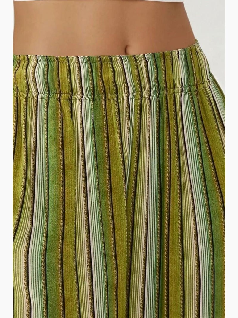 Pantalon décontracté imprimé à jambes larges hiccup Vert - Kiabi