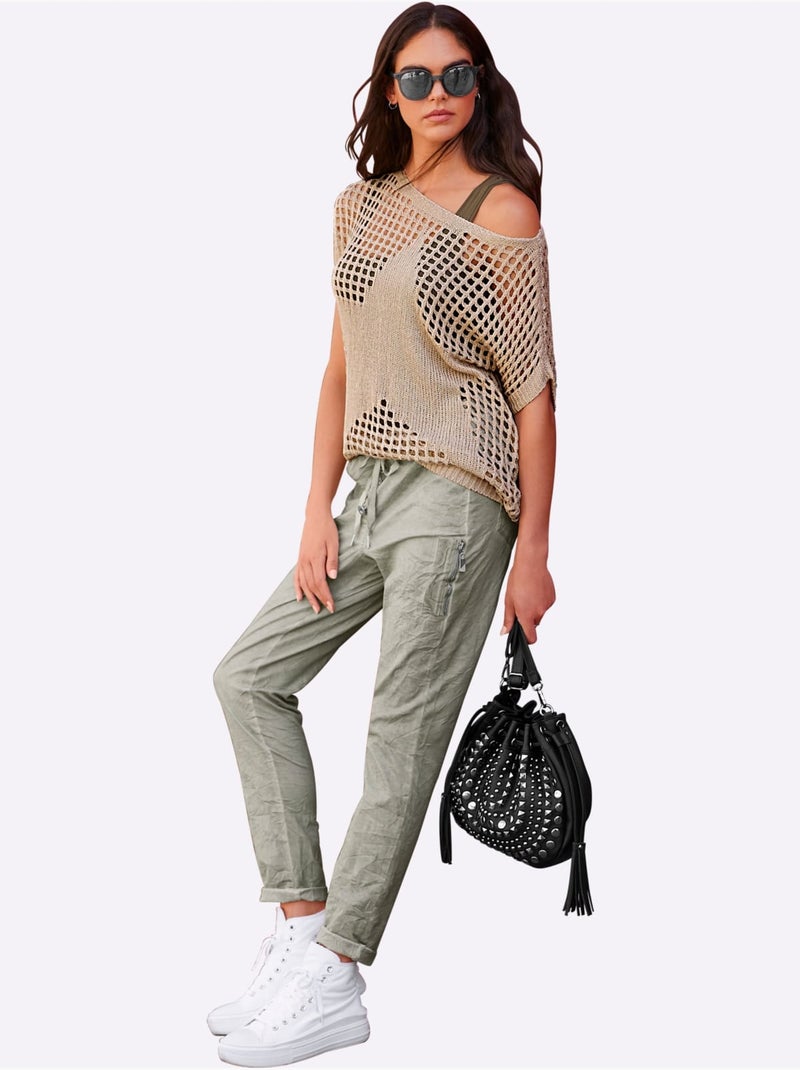 Pantalon délavage > tendance - taille standard - helline Vert olive - Kiabi