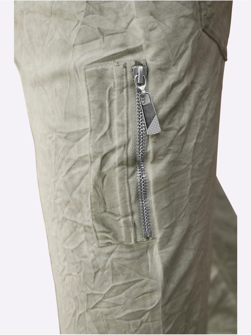 Pantalon délavage > tendance - taille standard - helline Vert olive - Kiabi