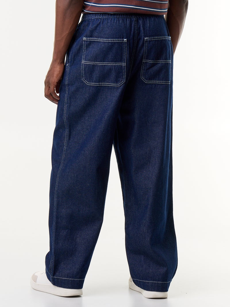 Pantalon denim à la taille élastiquée Bleu - Kiabi