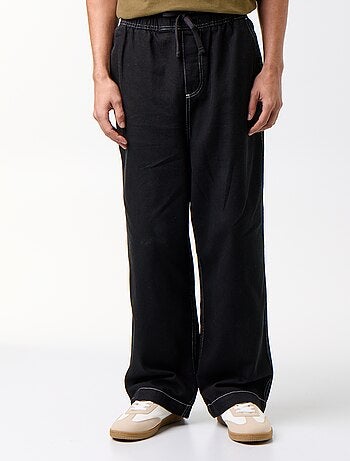 Pantalon denim à la taille élastiquée