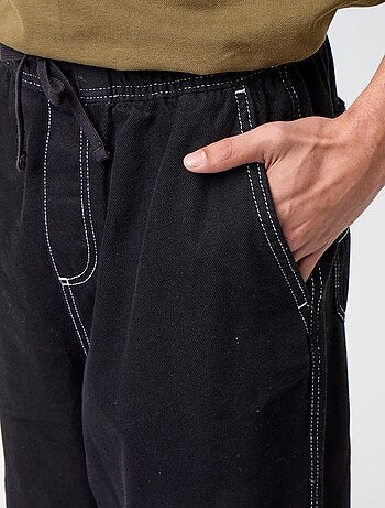 Pantalon denim à la taille élastiquée
