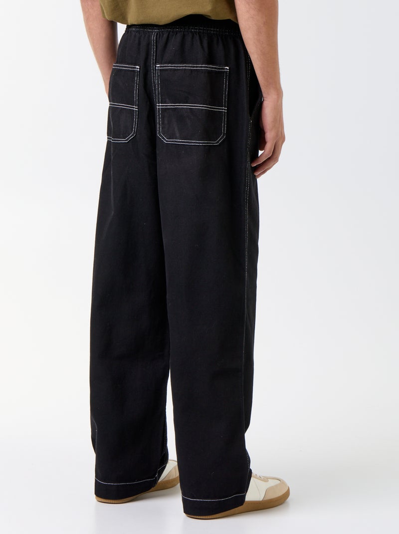 Pantalon denim à la taille élastiquée Noir - Kiabi