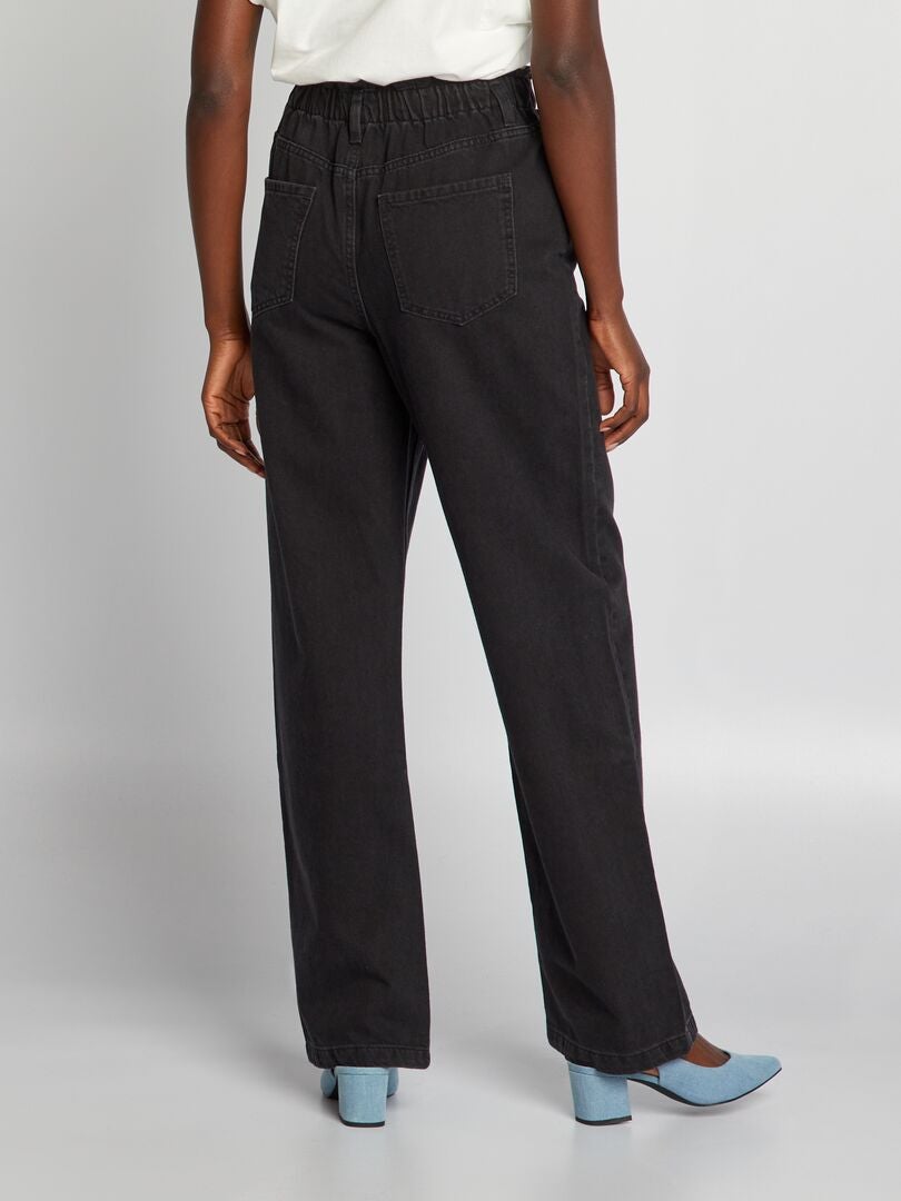 Pantalon rayé avec revers Femme, Noir Milano