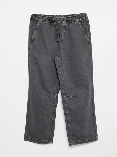 Pantalon denim avec taille élastiquée - coupe confortable - Kiabi