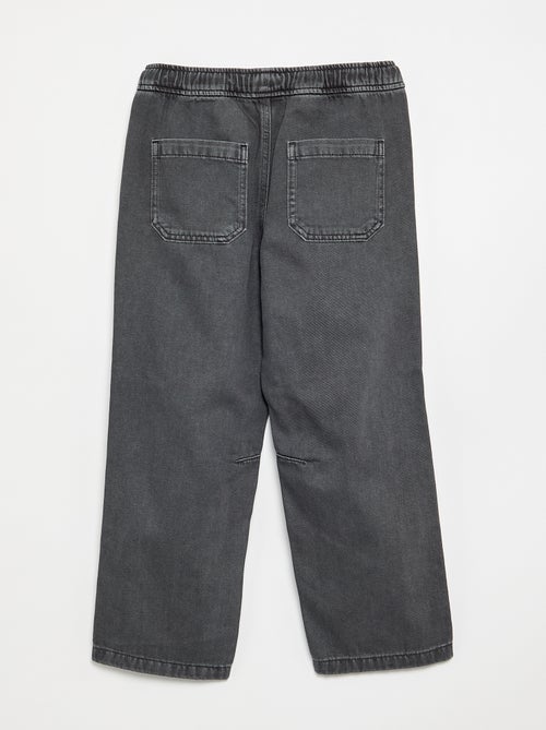 Pantalon denim avec taille élastiquée - coupe confortable - Kiabi