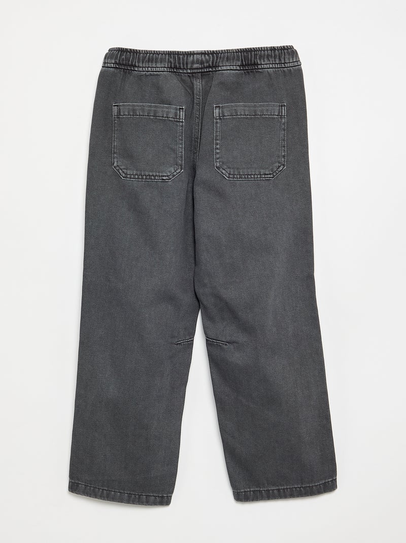 Pantalon denim avec taille élastiquée - coupe confortable Gris - Kiabi
