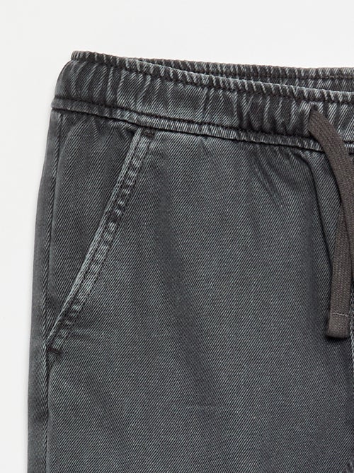 Pantalon denim avec taille élastiquée - coupe confortable - Kiabi