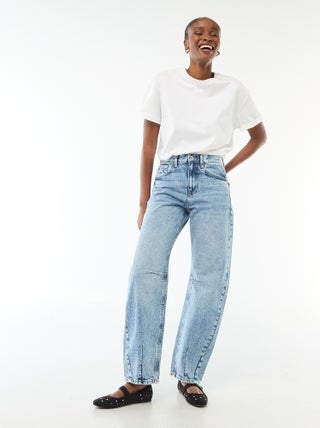 Pantalon denim balloon en coton
