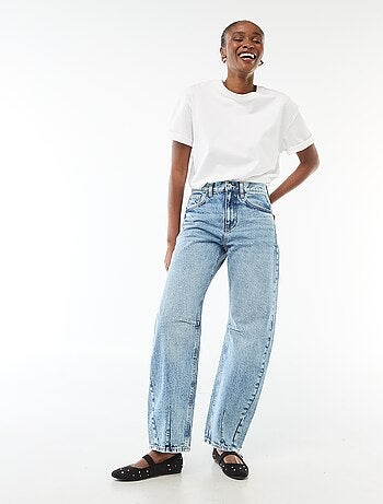 Pantalon denim barrel en coton