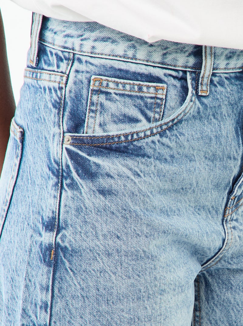 Pantalon denim barrel en coton Bleu - Kiabi