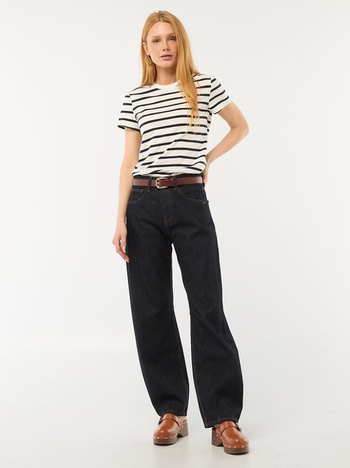 Pantalon denim barrel en coton - Kiabi