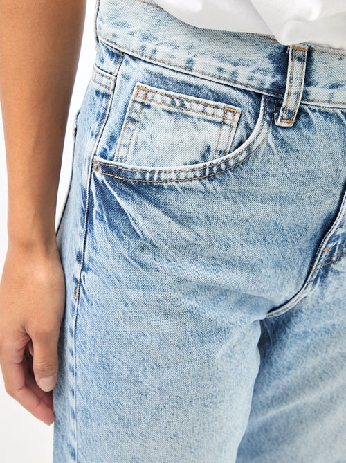 Pantalon denim barrel en coton - Kiabi