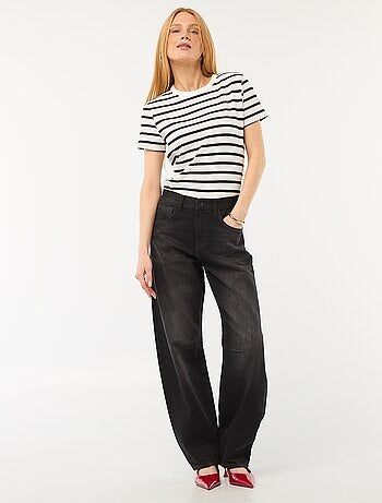 Pantalon denim barrel en coton