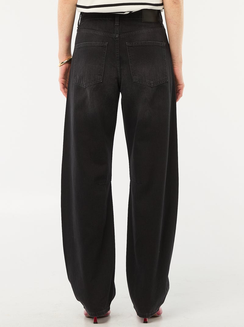 Pantalon denim barrel en coton Gris - Kiabi
