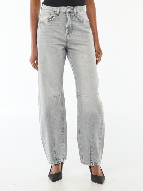 Pantalon denim barrel en coton - Kiabi
