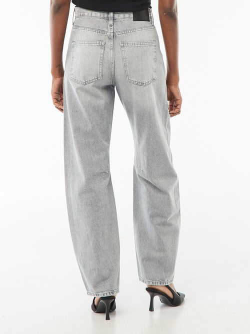 Pantalon denim barrel en coton - Kiabi