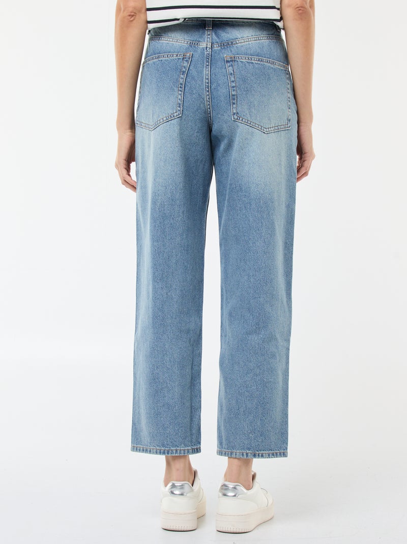 Pantalon denim barrel fit uni avec nœud Bleu - Kiabi