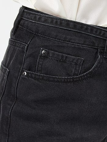 Pantalon denim barrel fit uni avec nœud