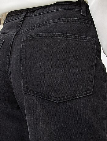 Pantalon denim barrel fit uni avec nœud