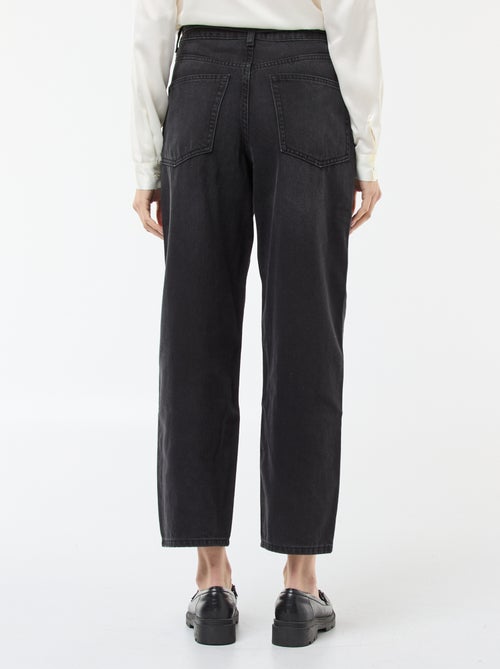 Pantalon denim barrel fit uni avec nœud - Kiabi