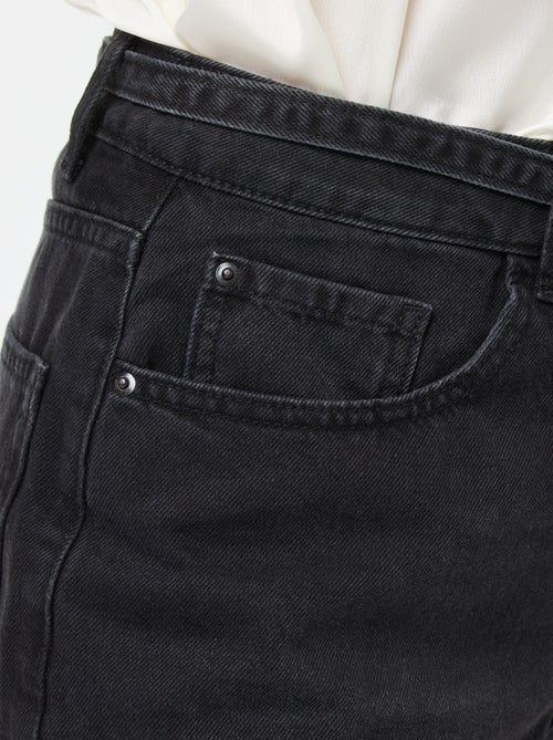 Pantalon denim barrel fit uni avec nœud - Kiabi