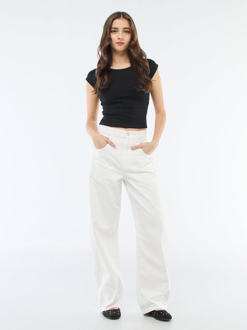 Pantalon denim coupe ballon - Kiabi