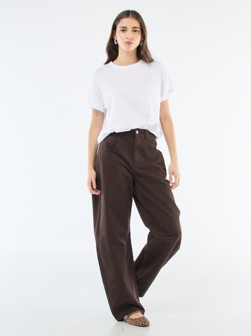 Pantalon denim coupe ballon - Kiabi