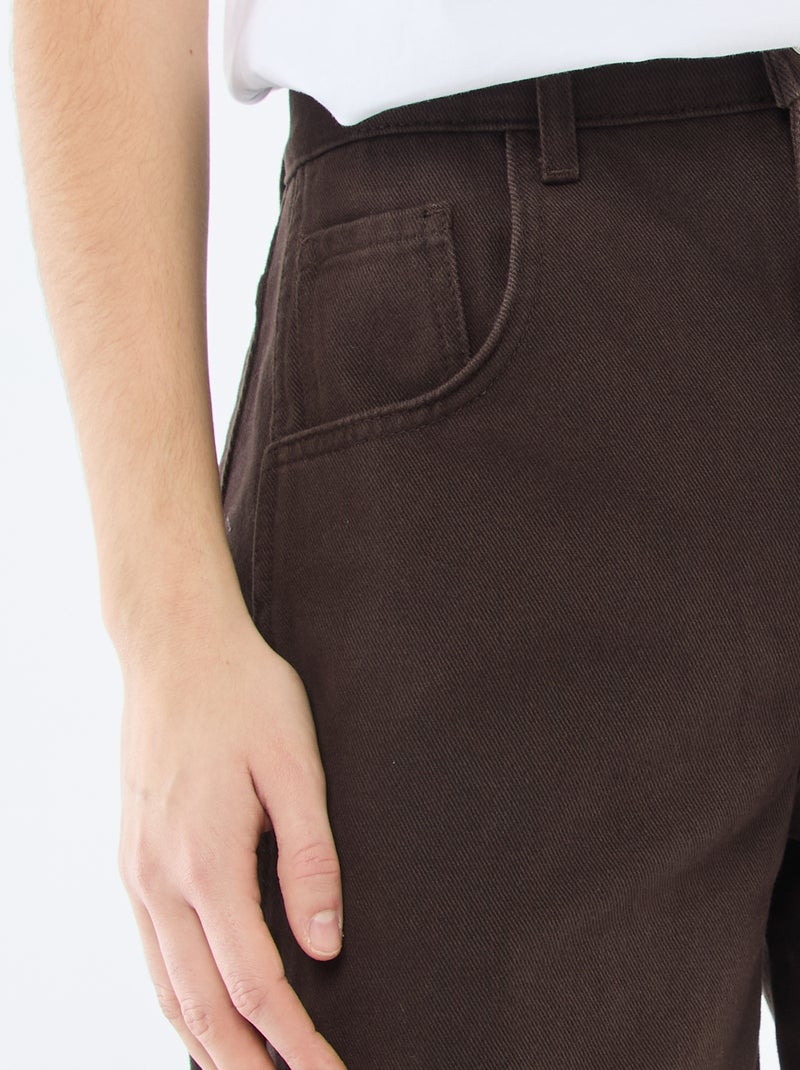 Pantalon denim coupe ballon Marron - Kiabi