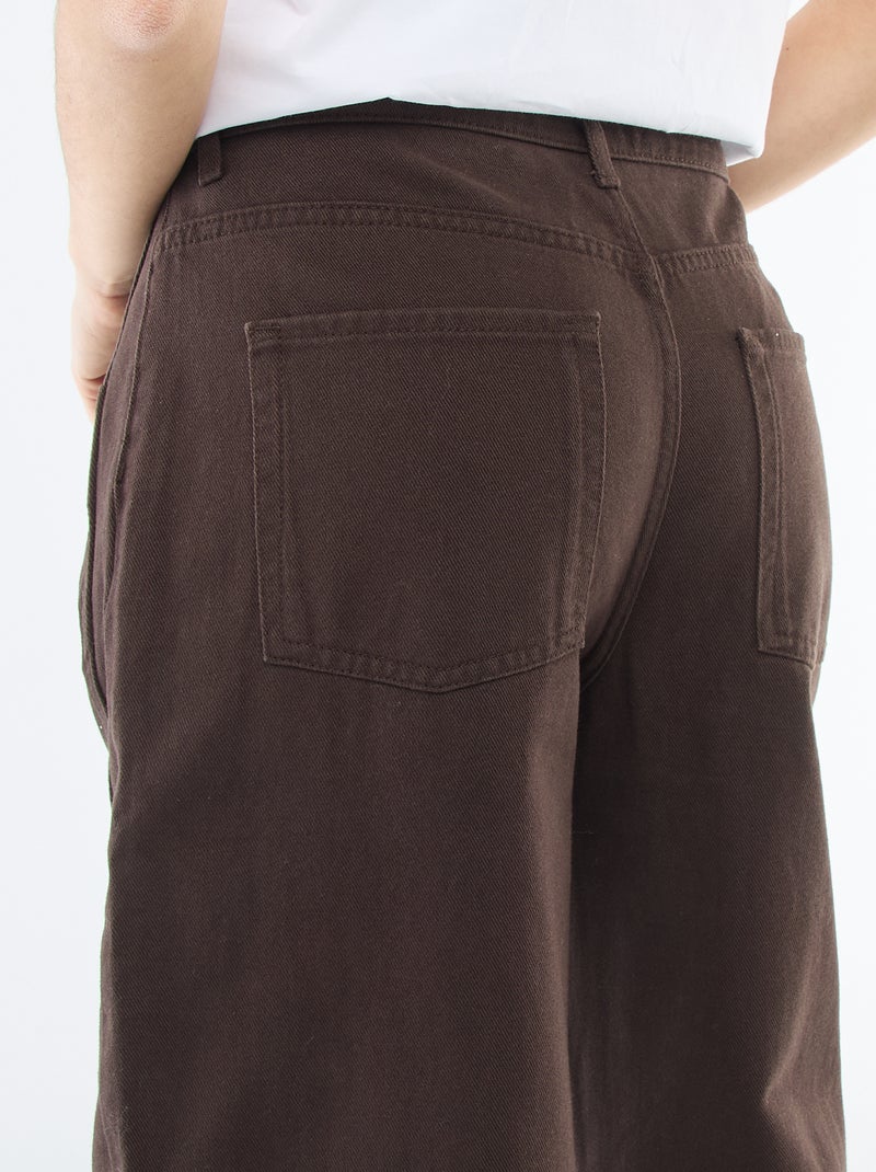 Pantalon denim coupe ballon Marron - Kiabi