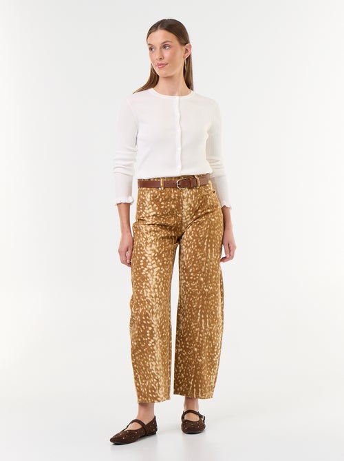 Pantalon denim coupe barrel à motif - Kiabi