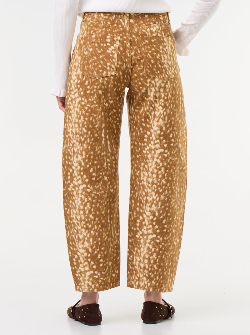 Pantalon denim coupe barrel à motif Beige - Kiabi