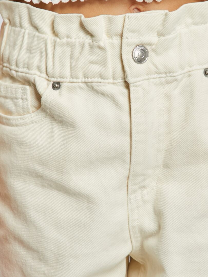 Pantalon denim coupe mom Blanc - Kiabi