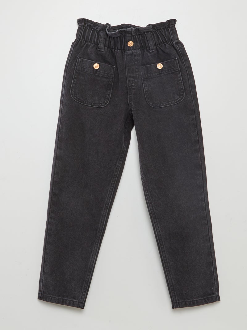 Pantalon denim coupe mom Noir - Kiabi