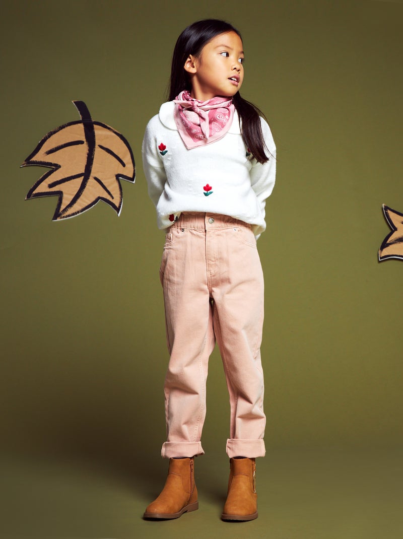 Pantalon denim coupe mom Rose - Kiabi