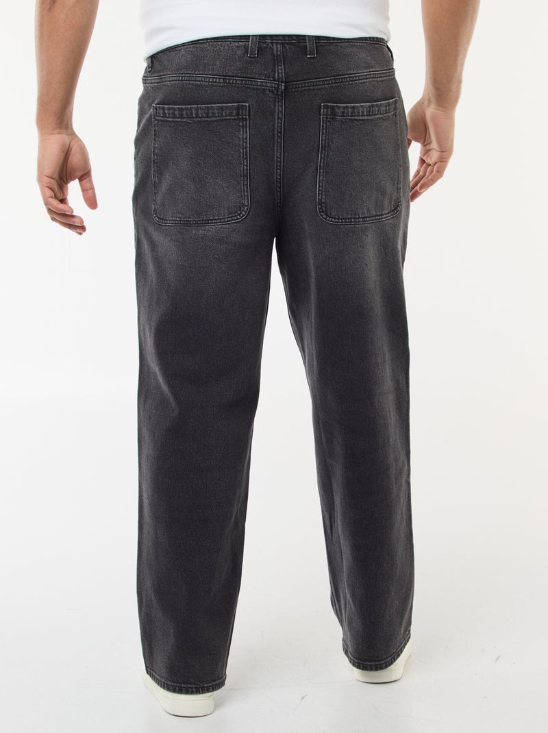 Pantalon denim coupe relaxed fit Noir - Kiabi