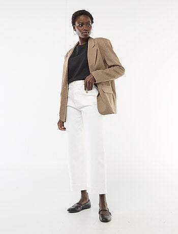 Pantalon denim cropped avec boutons