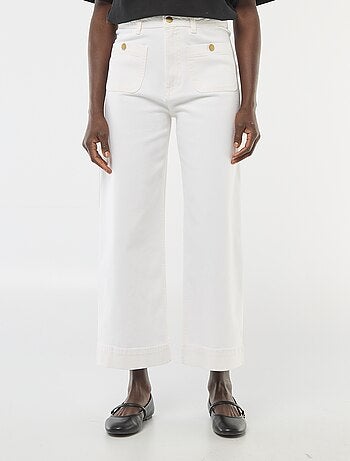 Pantalon denim cropped avec boutons