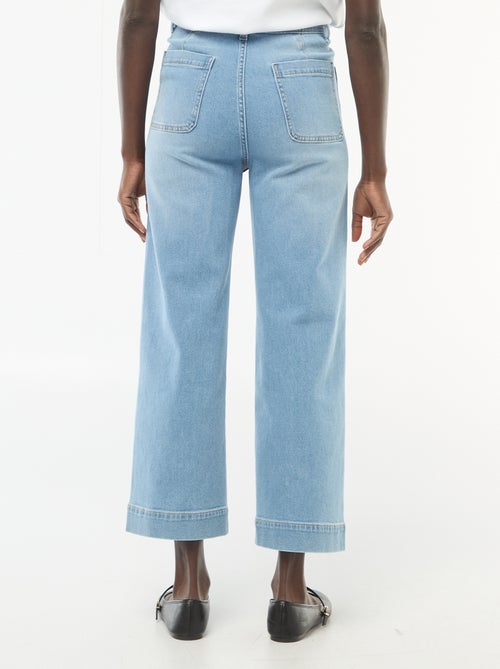 Pantalon denim cropped avec boutons - Kiabi
