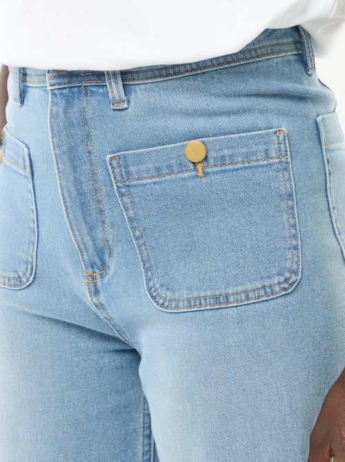 Pantalon denim cropped avec boutons - Kiabi