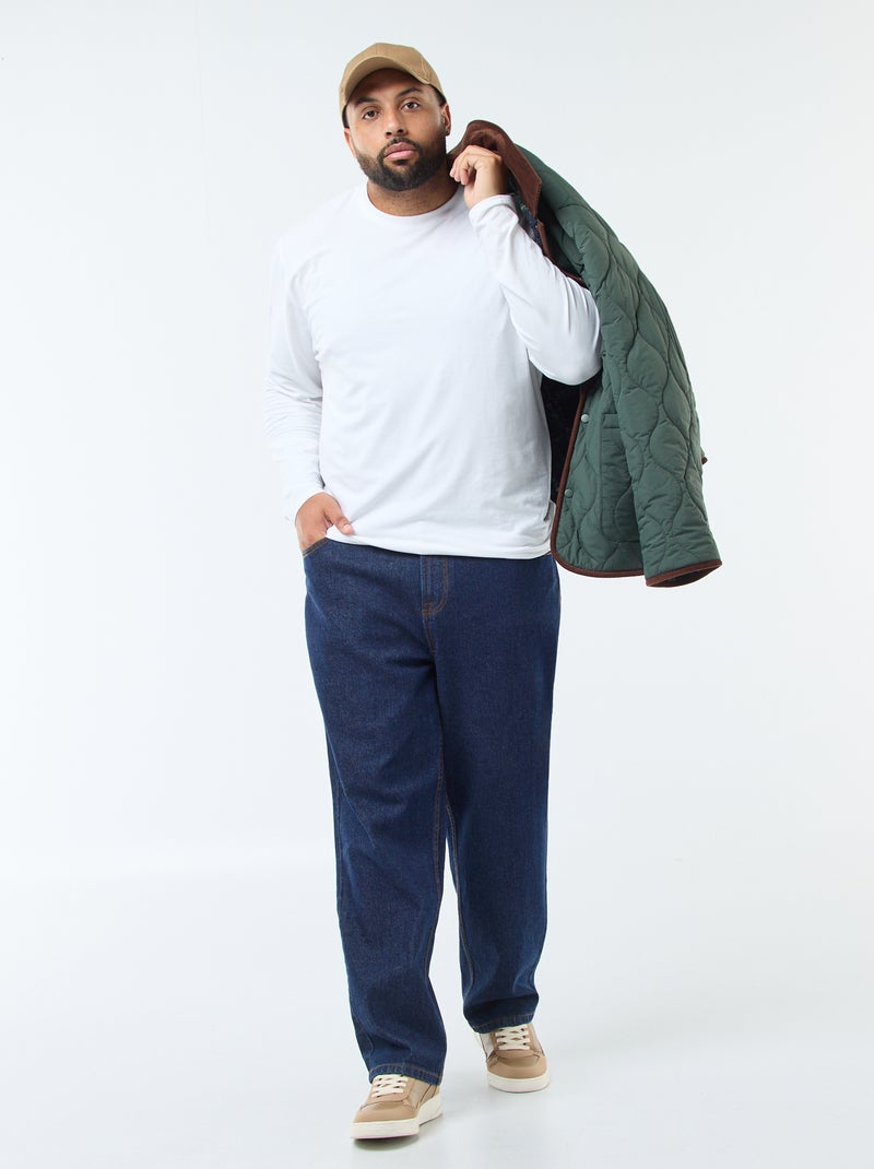 Pantalon denim fit relaxed 5 poches Bleu - Kiabi