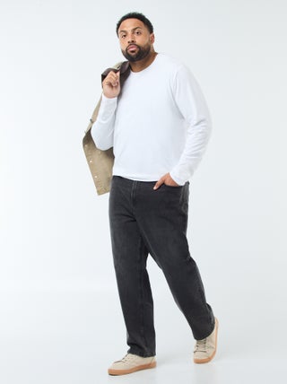 Pantalon denim fit relaxed 5 poches