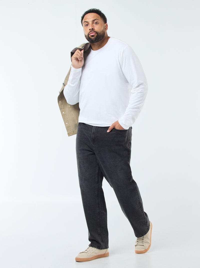 Pantalon denim fit relaxed 5 poches Noir - Kiabi