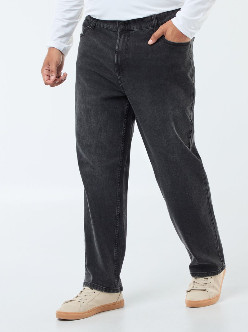 Pantalon denim fit relaxed 5 poches Noir - Kiabi