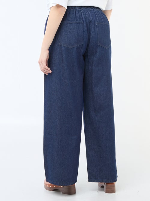 Pantalon denim / jean  taille basse et coupe large - Kiabi