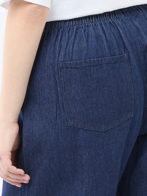 Pantalon denim / jean  taille basse et coupe large - Kiabi