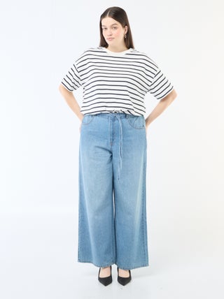 Pantalon denim / jean  taille basse et coupe large